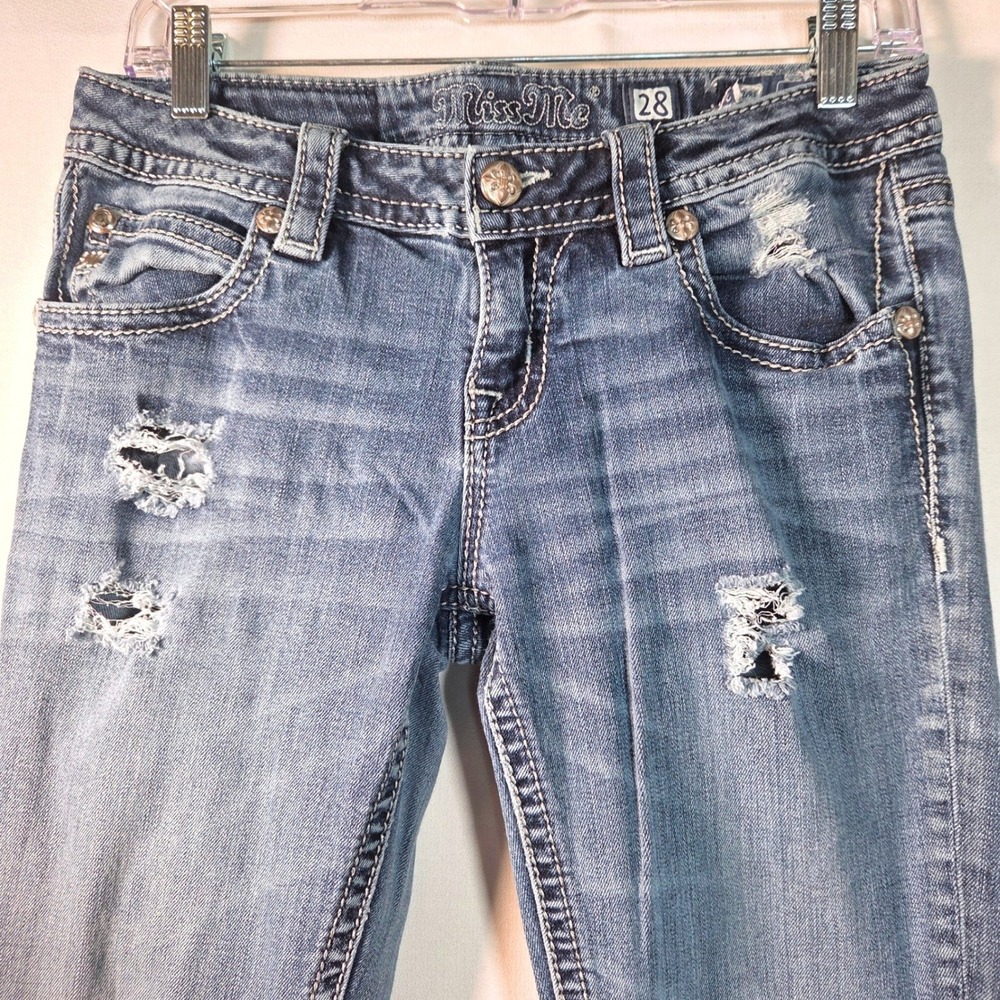 Miss Me Bootcut Jeans Distressed Embellished Y2K Western Glam Size 29 - Picture 5 of 11